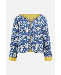 Yumi Women's Floral Reversible Cotton Quilted Jacket