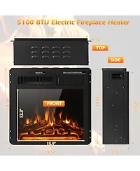 Sugift 18 Inch Electric Fireplace Insert with 7-Level Adjustable Flame Brightness