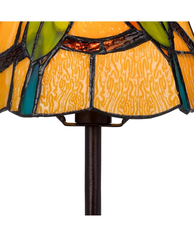 Slickblue Painted Avian Pair Tiffany Style Shade Elegant and Colorful Lighting Accent Lamp