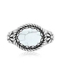 American West Jewelry Sterling Silver White Howlite East West Ring