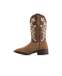 Forastero Women's Authentic Leather Flowers Embroidery Western Boots