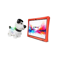 Linsay New 10.1" Funny Kids Octa Core 128GB Tablet with Green Kids Defender Case and Back Pack Newest Android 13