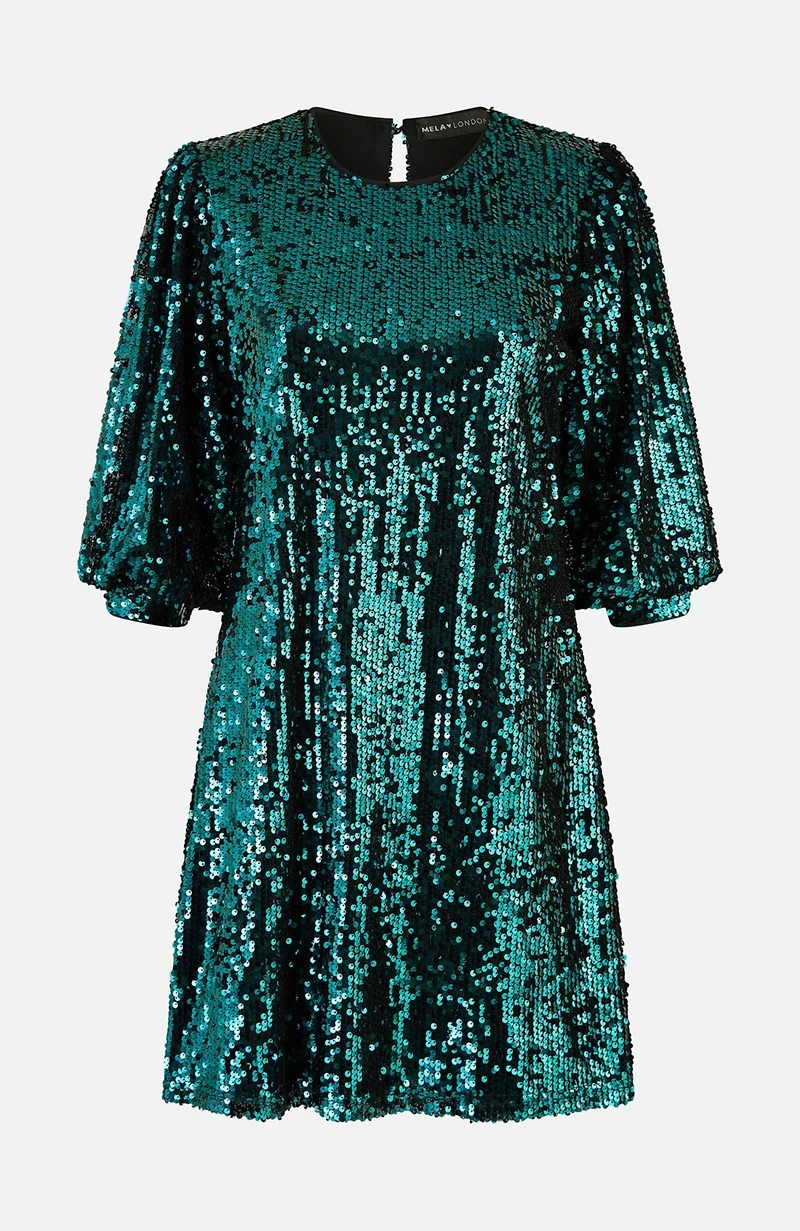 Yumi Women's Balloon Sleeve Sequin Mini Dress