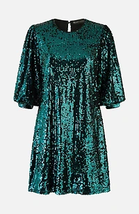 Yumi Women's Balloon Sleeve Sequin Mini Dress