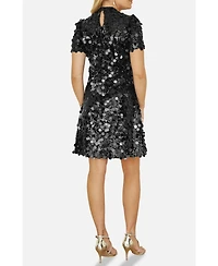 Yumi Women's Sequin Keyhole Neck Tunic Dress