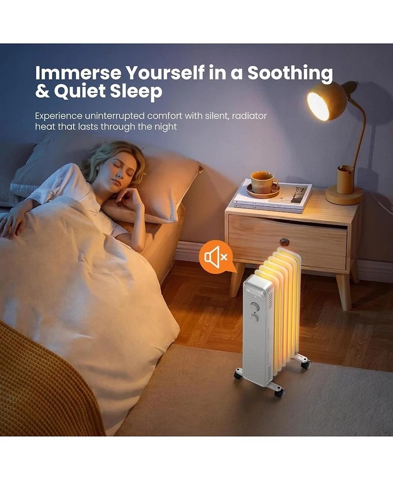 Cowsar Portable Electric Radiato Radiator Heater,Space Oil Filled Heaters with 3 Heat Settings, Overheat & Tip-Over Protection,1500W