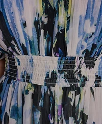 Bcbg Women's Abstract Print Crewneck Cape Maxi Dress