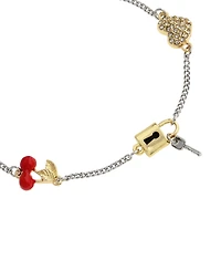 Steve Madden Faux Stone Signature Cherry Mixed Charm Bracelet