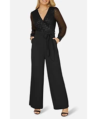 Yumi Women's Sequin Wrap Over Jumpsuit
