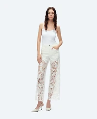 Bayeas Plus High-Rise Embroidered Lace Rhinestone Wide-Leg Jeans