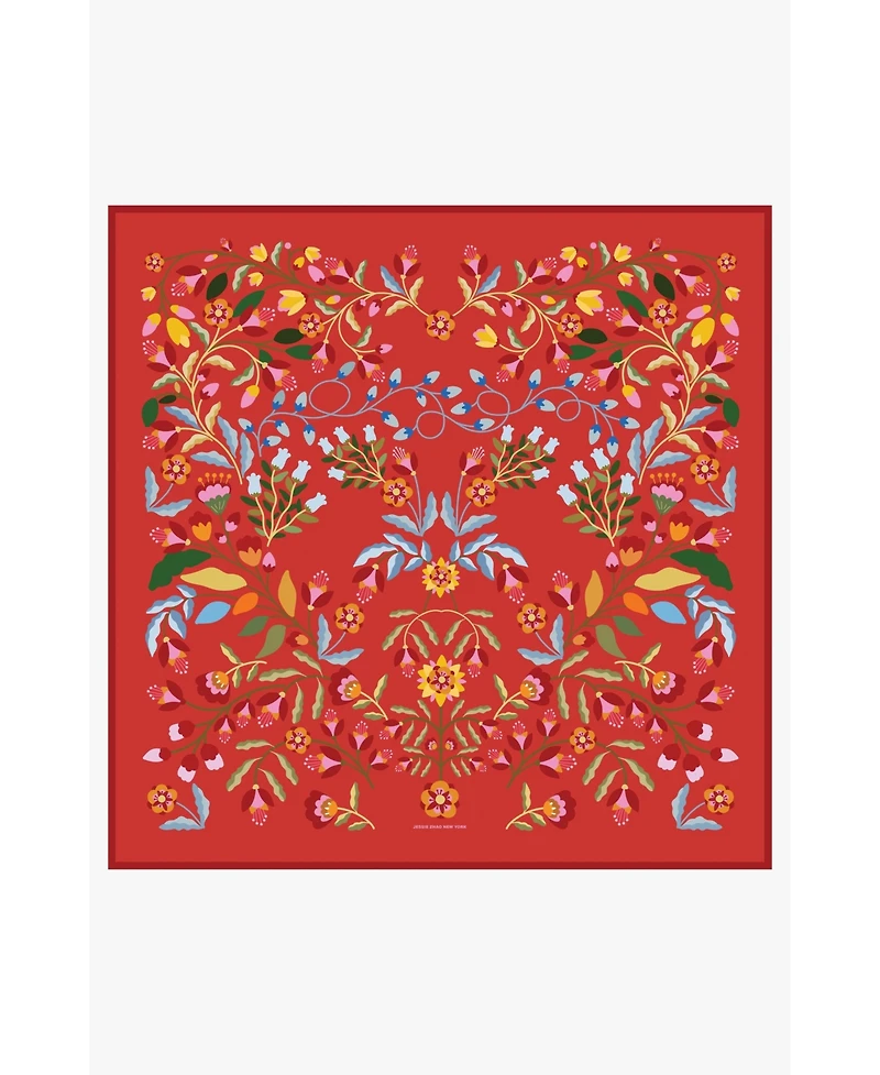 Jessie Zhao New York Festival Flora Double Sided Silk Scarf