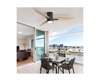Sofucor 56-inch Modern Black 3-Blade Flush Mount Ceiling Fan with Remote Control Function and Led Lamp.
