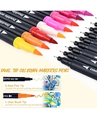 Htutwoo Dual Tip Markers, Gel Acrylic Paint Pen, Non Bleed Art Marker Set for Sketching, Drawing, Rock Painting, Journaling