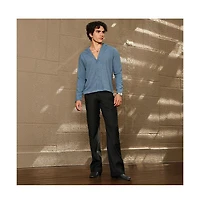 Campus Sutra Men's Azure Blue Striped Cuban Shirt