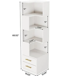 Tribesigns 5-Tier Kitchen Pantry with 2 Drawers, Kitchen Cabinet with Storage, White
