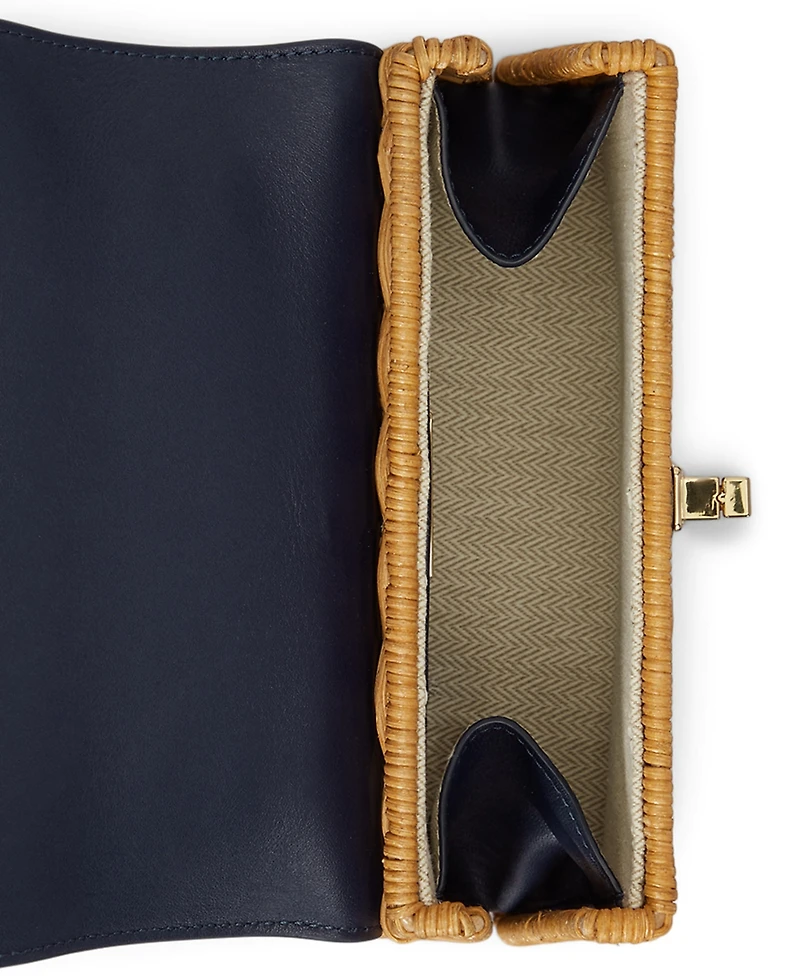 Lauren Ralph Lauren Farrah Small Rattan and Leather Satchel Bag