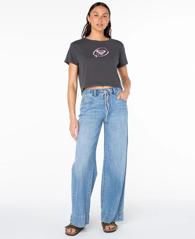 Roxy Women's Finley Drawstring Waist Mid-Rise Jeans