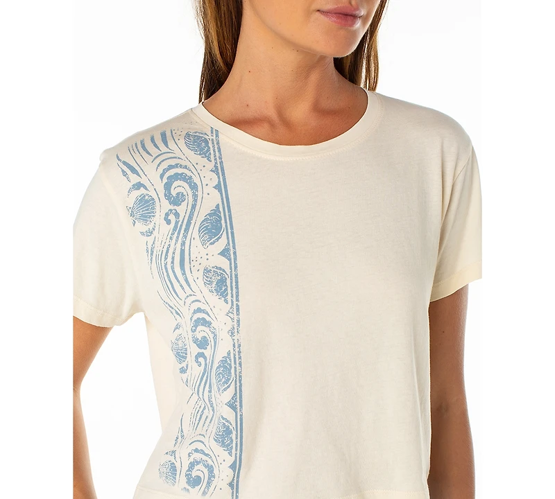 Roxy Women's Sealife Border Cropped Boxy Short-Sleeve T-Shirt
