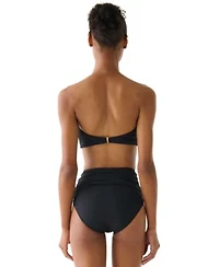 Kate Spade New York Womens Bandeau Top Ruched High Waist Bikini Bottoms