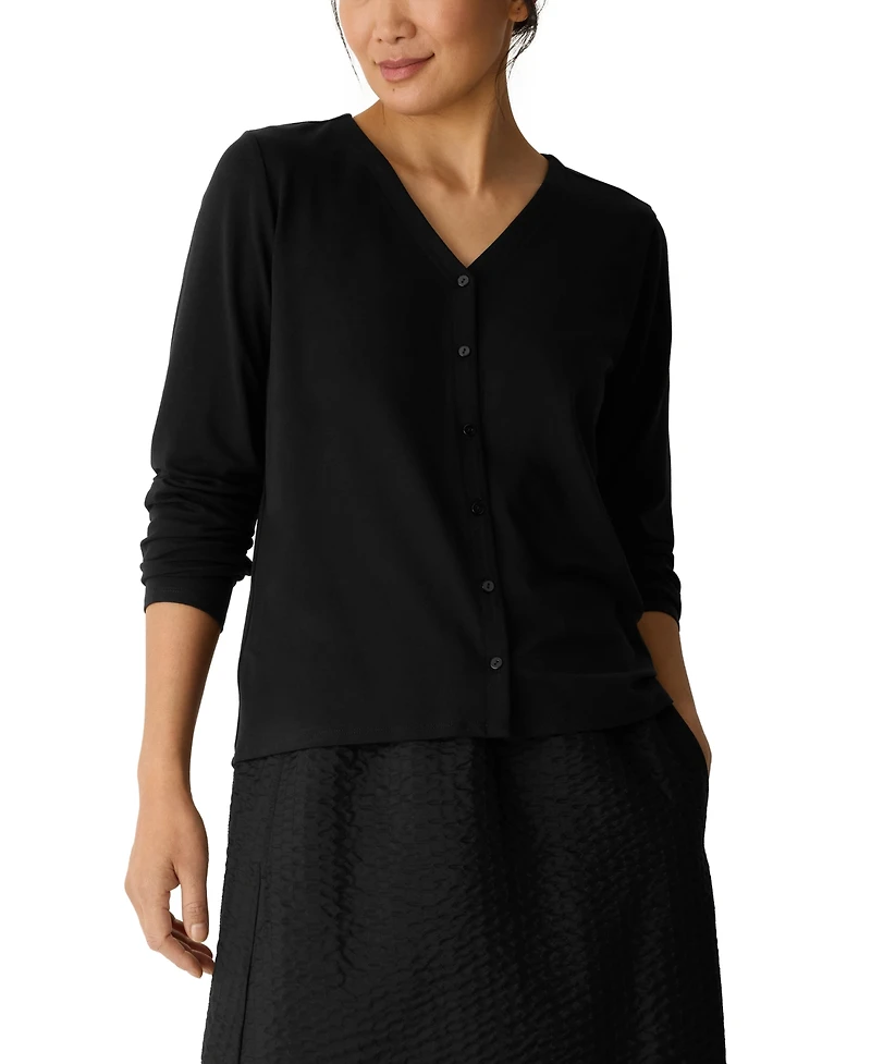 Eileen Fisher Women's V-Neck Button Front Top