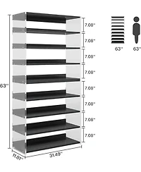 Tribesigns 8-Tier Acrylic and Wood Shoe Rack with Modern Storage Design