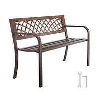 Sturdy Metal Garden Bench with Pvc Mesh Back Design