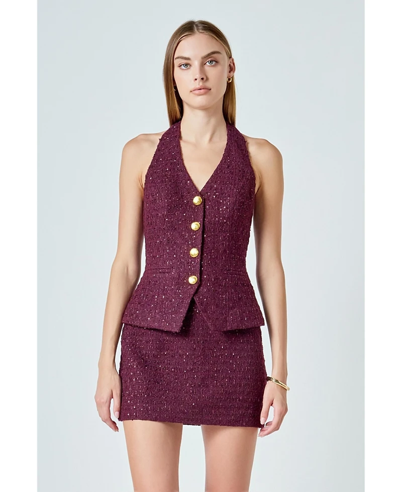 endless rose Women's Tweed Halter Vest