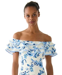 kate spade new york Women's Ruffle Printed One-Piece Swimsuit