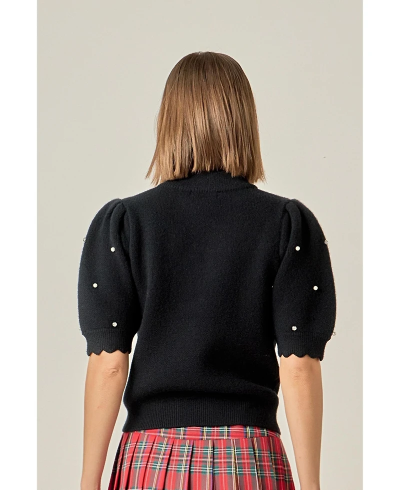 English Factory Women's Scallop Embellishment Knit