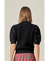 English Factory Women's Scallop Embellishment Knit