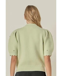 English Factory Women's Scallop Embellishment Knit