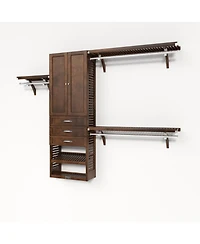 Solid Wood Reach-In Closet Organizer with 3 Shaker Style Drawers and Doors