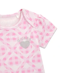 Guess Baby Girls Short-Sleeve Bodysuit, Long-Sleeve Bodysuit and Sweatpants, 3-Piece Set