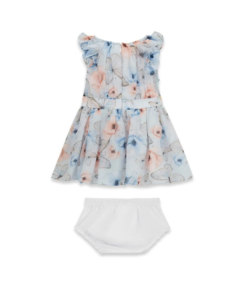 Guess Baby Girls Chiffon Sleeveless Dress with Matching Diaper Cover