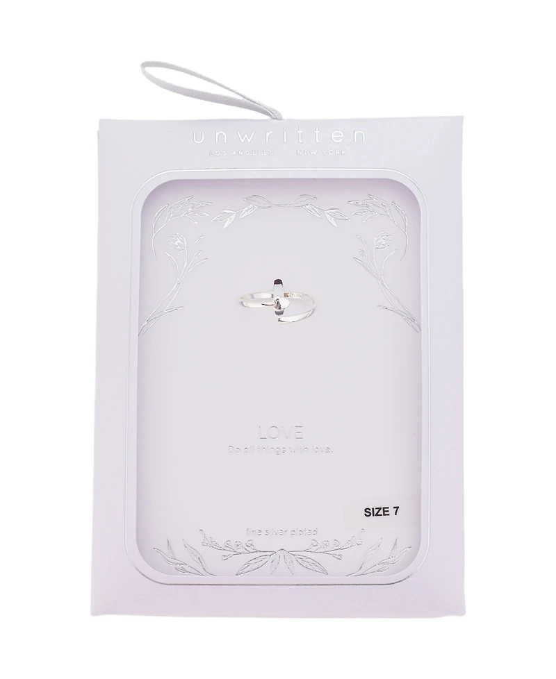 Unwritten Heart Silver Plated Bypass Ring