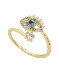 Unwritten Cubic Zirconia Gold Plated Evil Eye Bypass Ring
