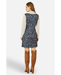 Yumi Women's Fox Long Sleeve Layered Tunic Dress