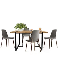 5-Piece Dining Table Set, 59'' Rectangular Mdf Wood Top with Metal Frame and Upholstered Chairs for Kitchen or Apartment-Maison Boucle