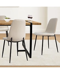 5-Piece Dining Table Set with 59'' Mdf Table, Rectangular Wood-Look Top and Black Metal Legs 4 Upholstered Chairs-Maison Boucle
