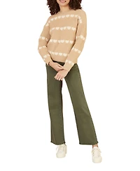 Yumi Women's Knitted Heart Stripes Sweater