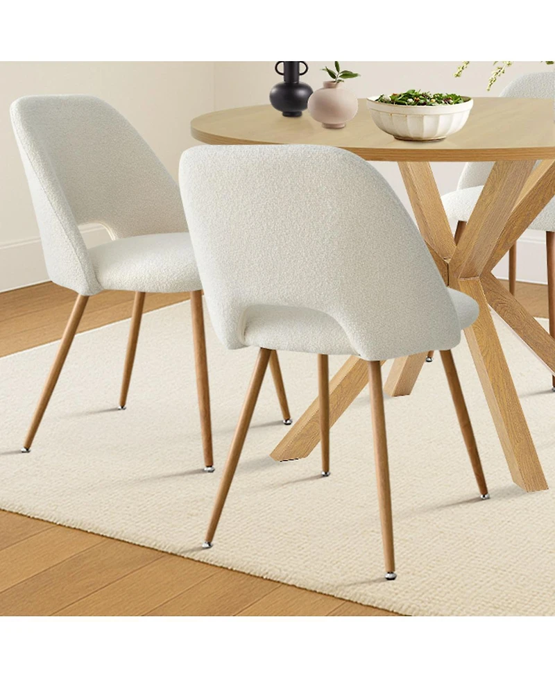 5-Piece Round Dining Table Set, Wood-Look with Metal Base and 4 Upholstered Chairs for Kitchen or Small Room-Maison Boucle