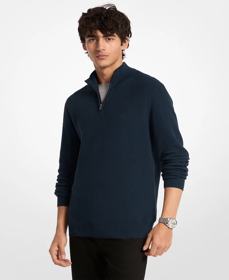 Michael Kors Men's Mouline Texture Quarter-Zip Sweater
