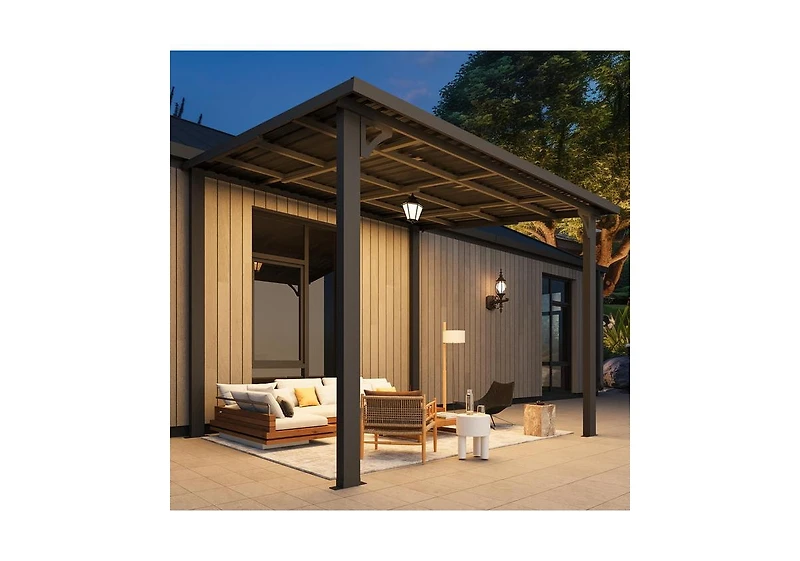 Aecojoy 10'X8' Hardtop Gazebo Outdoor Pergola Lean to Metal Pergolas