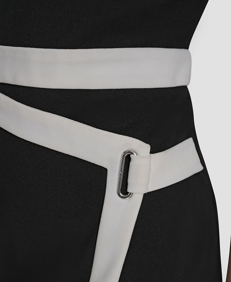 Dkny Women's Short-Sleeve Jewel Neck Scuba Crepe Dress