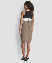 Dkny Women's Sleeveless Square Neck Colorblock Sheath Dress