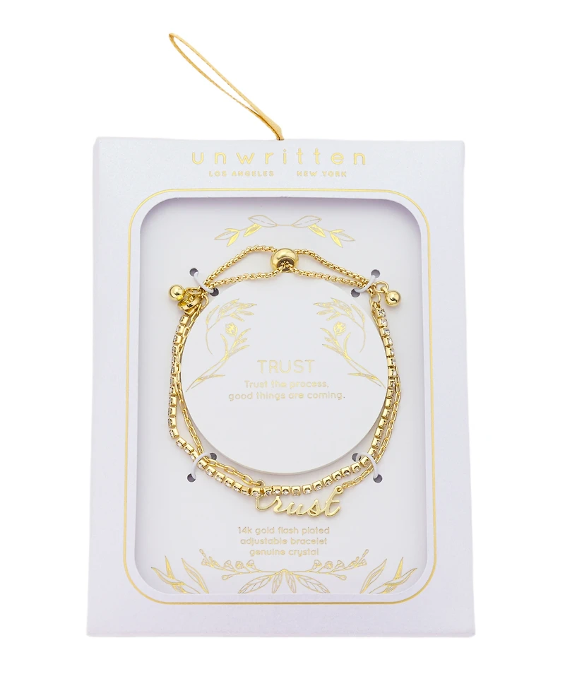 Unwritten Trust Link Chain and Crystal Chain Double Strand Bolo Bracelet