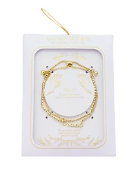 Unwritten Trust Link Chain and Crystal Chain Double Strand Bolo Bracelet