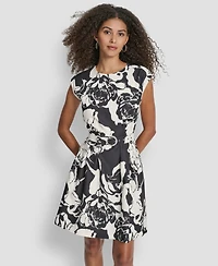 Dkny Petite Jewel Neck Cap Sleeve Dress