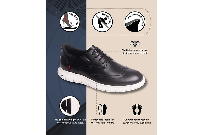 Marc Joseph New York Men's Barnes Ave Hands-Free Slip On Technology Lightweight Leather Oxfords