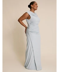 Six Stories Women's Cowl Gathered Short Sleeve Bridesmaid